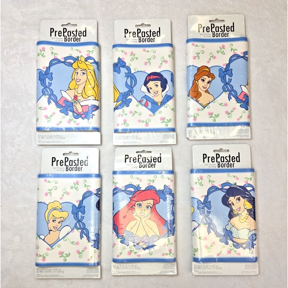 1 Vtg Disney Pretty Princess Blue Wallpaper Border #27121 PrePasted 5YD x 6.75"